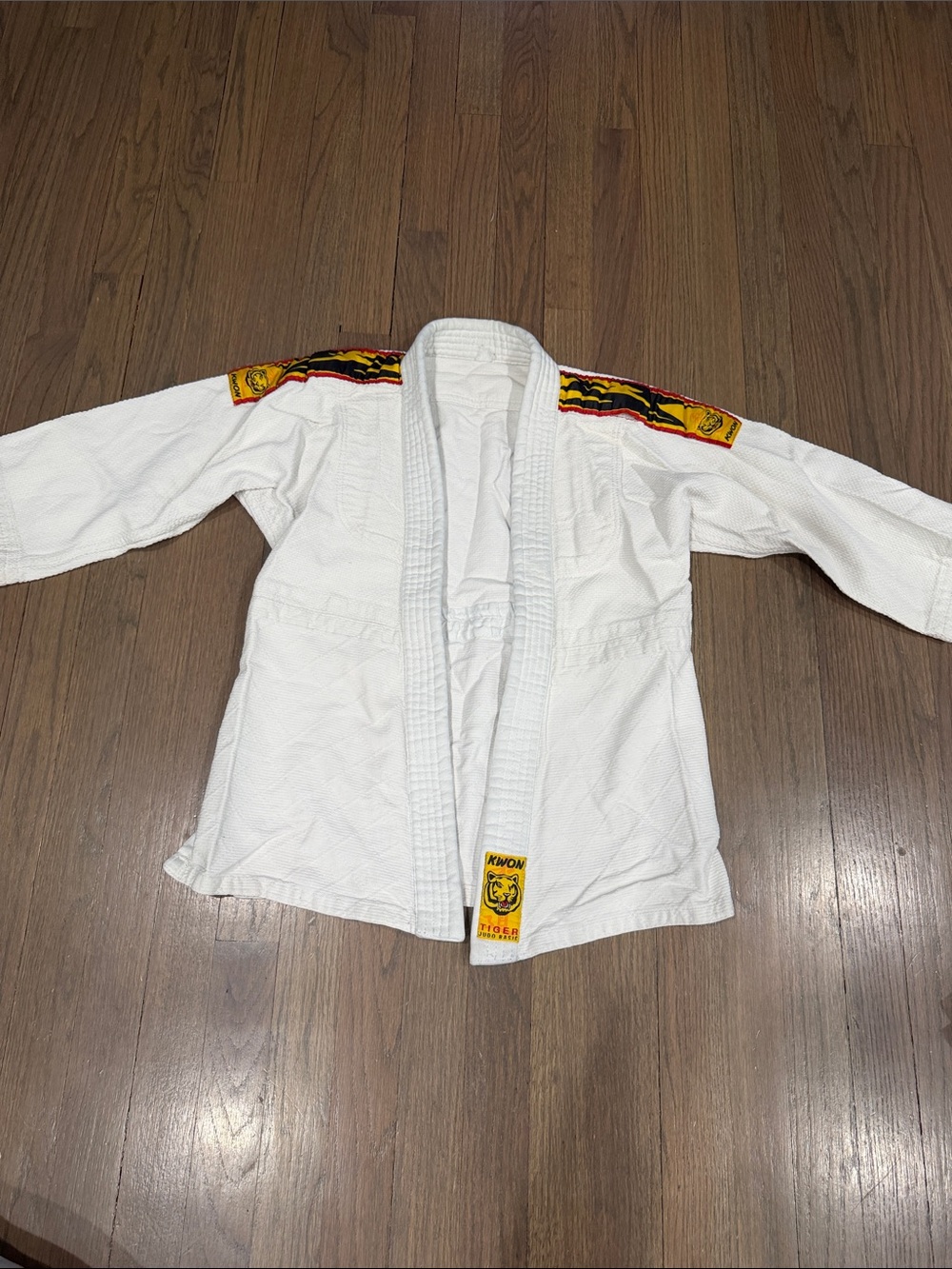 Kids White Martial Arts Jacket with Tiger Patch